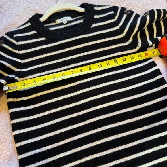 Madewell 100% Merino Wool Black/White Striped Sweater Dress Size Small - Picture 12 of 14